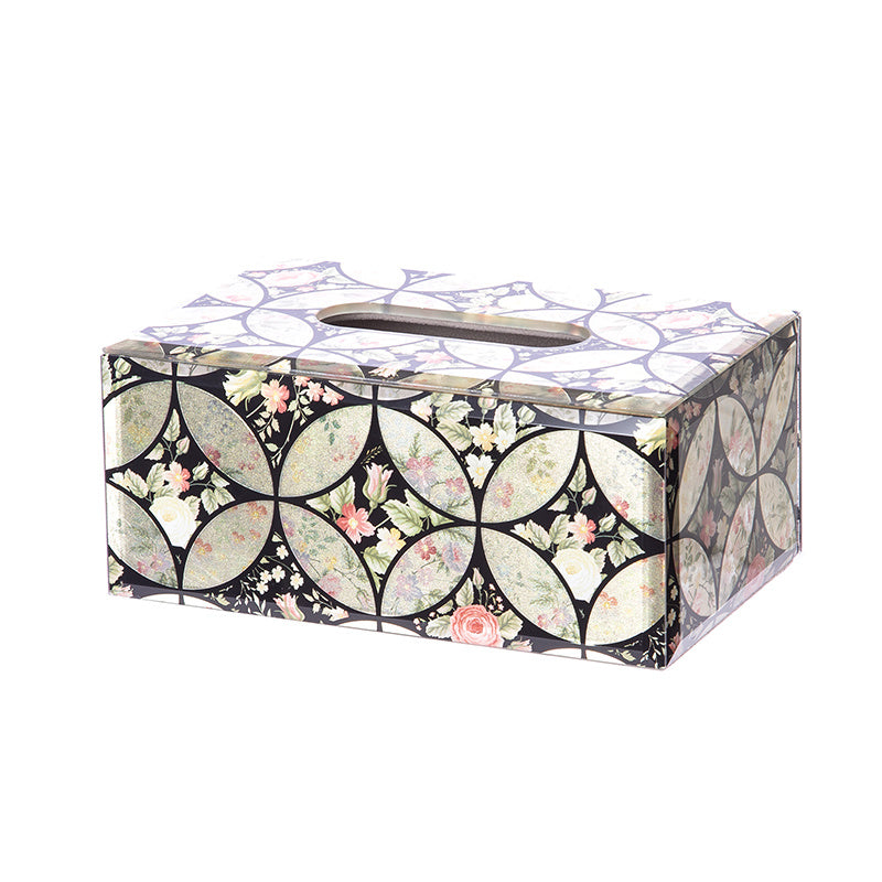 Oriental Gilded Floral Tissue Box, Glass Napkin Holder, Traditional Chinese Style Decor Tissue Cover