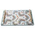 Geometric Marble Glitter Tempered Glass Vanity Tray, Solid Brass Handles, Luxury Decor Serving Tray