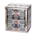 Vintage Floral Jewelry Box with 5 Drawers, Glass Accents