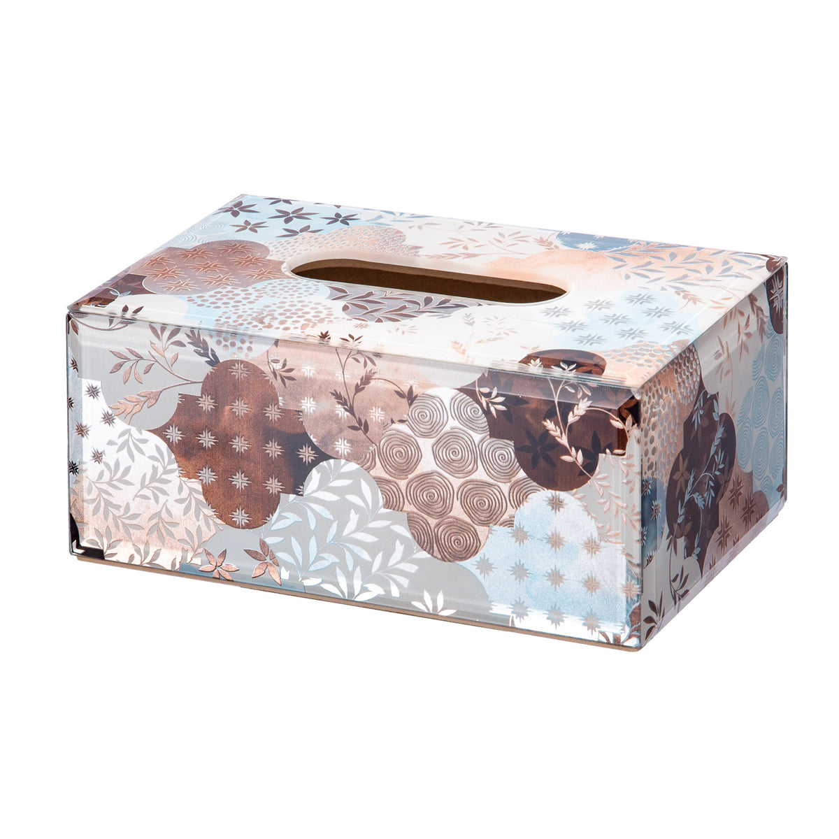 Less Is More Floral Decorative Tissue Box, Handcrafted Glass Napkin Holder for Home Vanity & Coffee Table