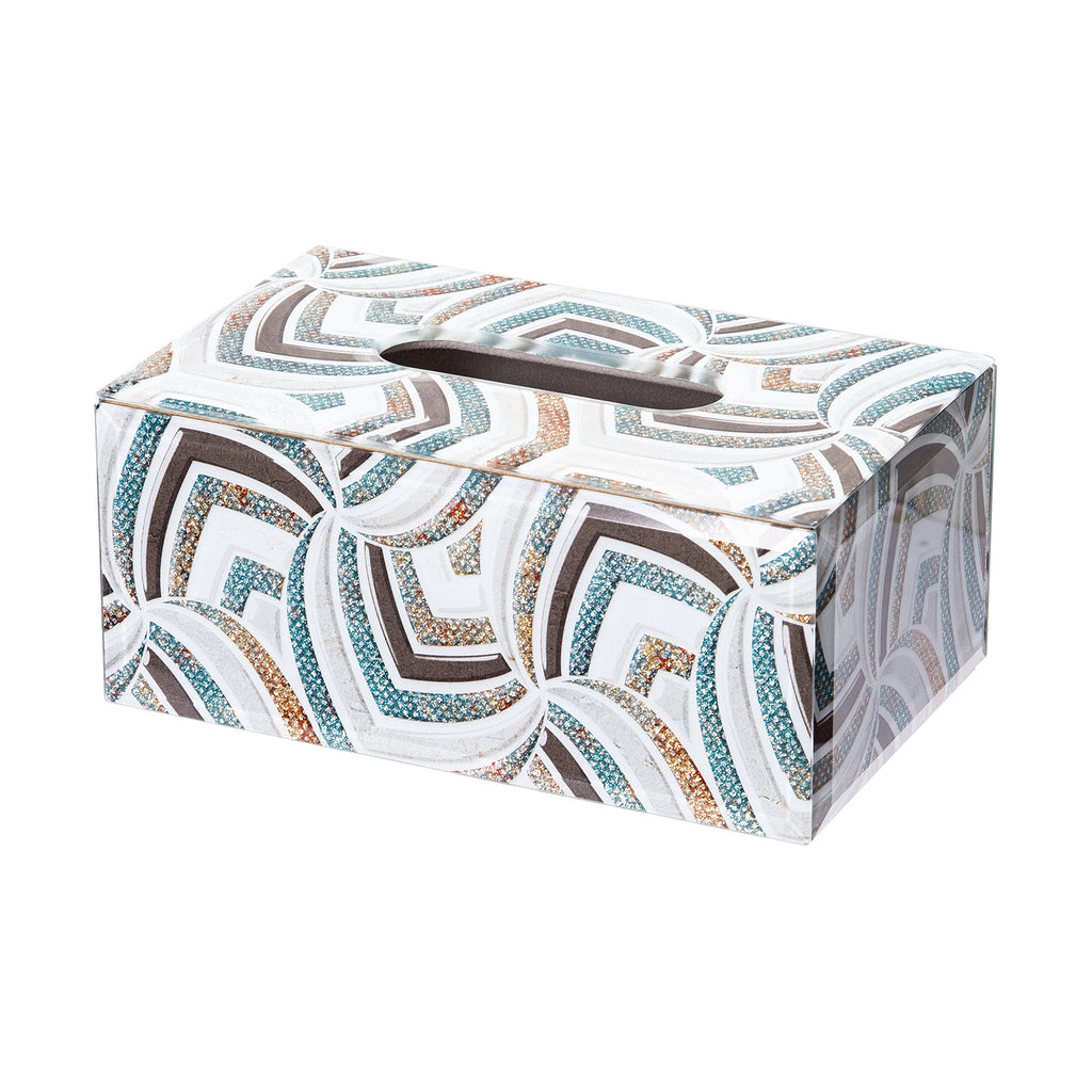 Geometric Marble Pattern Decorative Tissue Box, Glass Napkin Holder, Modern Luxury Tissue Cover