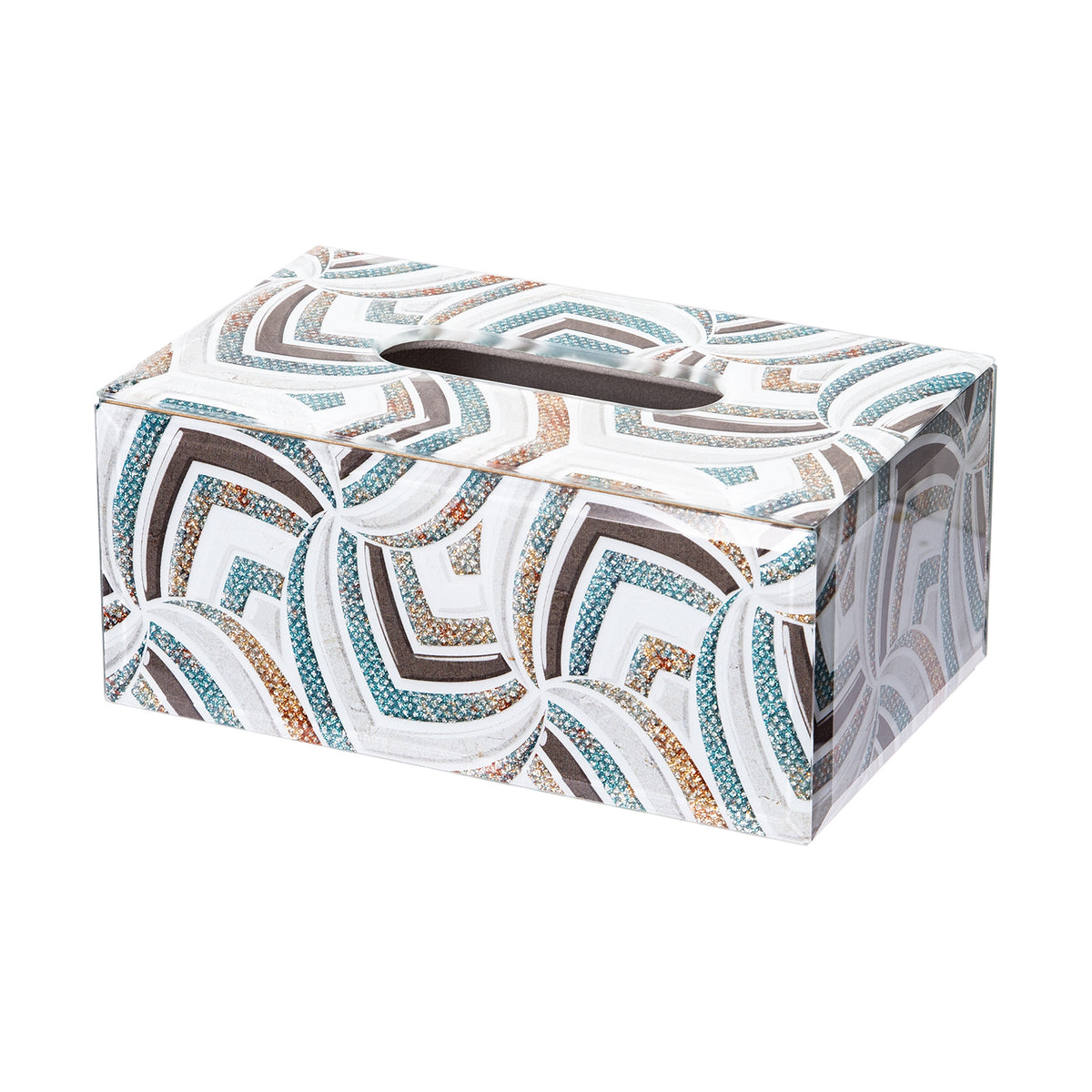 Geometric Marble Pattern Decorative Tissue Box, Glass Napkin Holder, Modern Luxury Tissue Cover