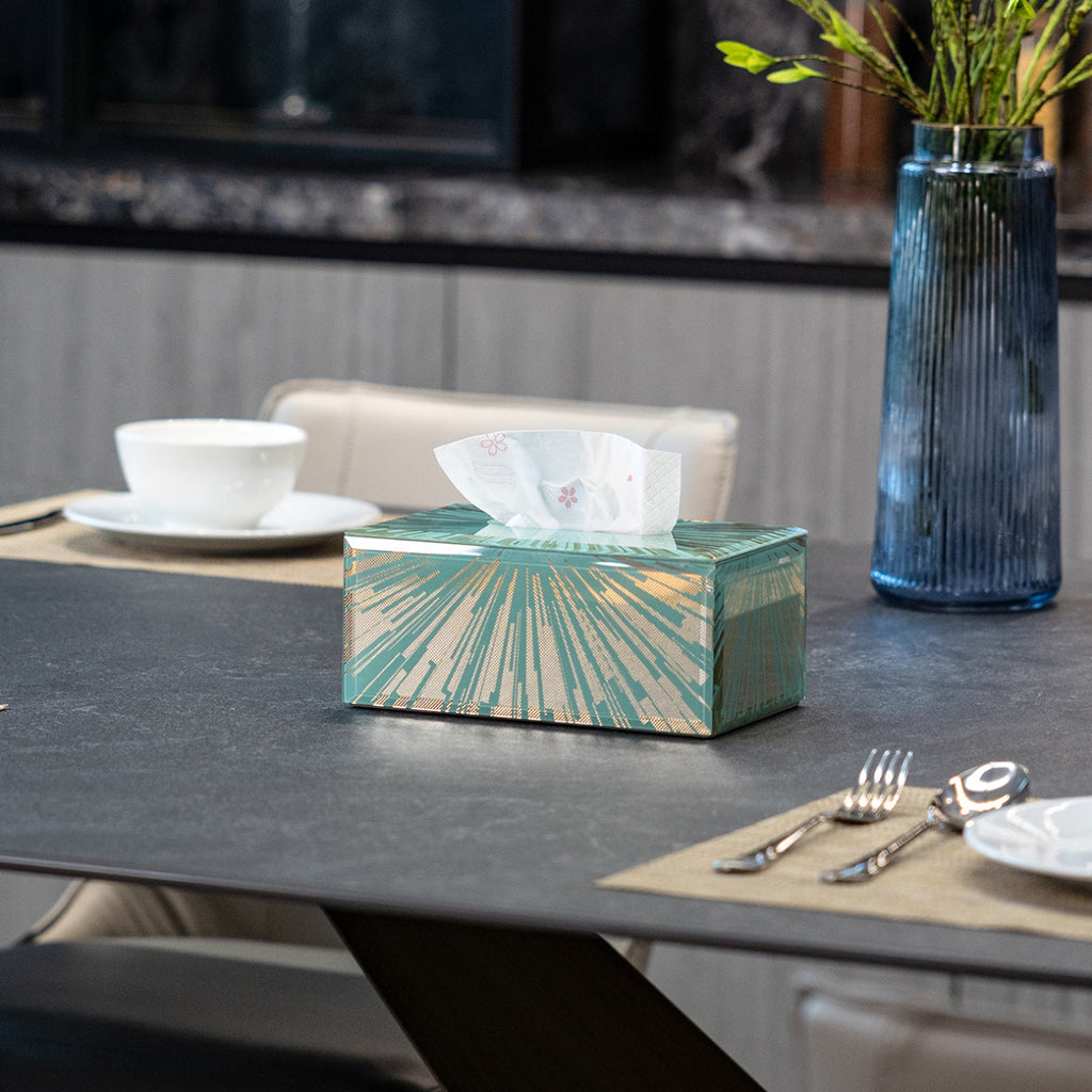 Luxury Radiant Pattern Tissue Box, Handcrafted Decorative Napkin Holder for Dresser & Living Room